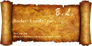 Beder Loréna névjegykártya